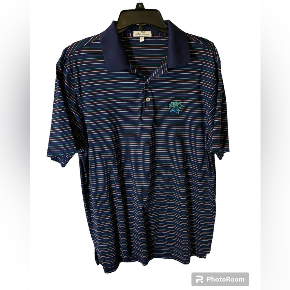 Peter Millar Men’s Striped Polo‎ Shirt Size Large